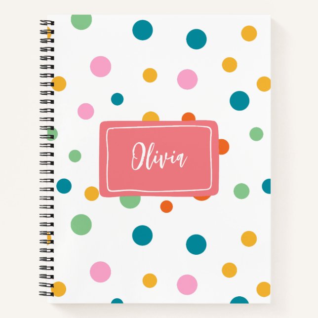 Cuaderno Puntos Coloridos Personalizados Alegres (Anverso)