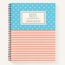 Cuaderno Puntos corales y azules personalizados