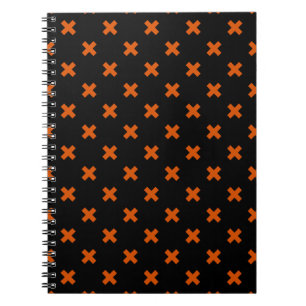Cuaderno puntos cruzados naranjas sobre negro