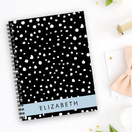 Cuaderno Puntos dálmatas, puntos, negro y blanco, tu nombre