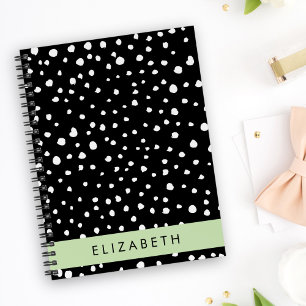 Cuaderno Puntos dálmatas, puntos, negro y blanco, tu nombre