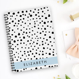 Cuaderno Puntos dálmatas, puntos, negro y blanco, tu nombre