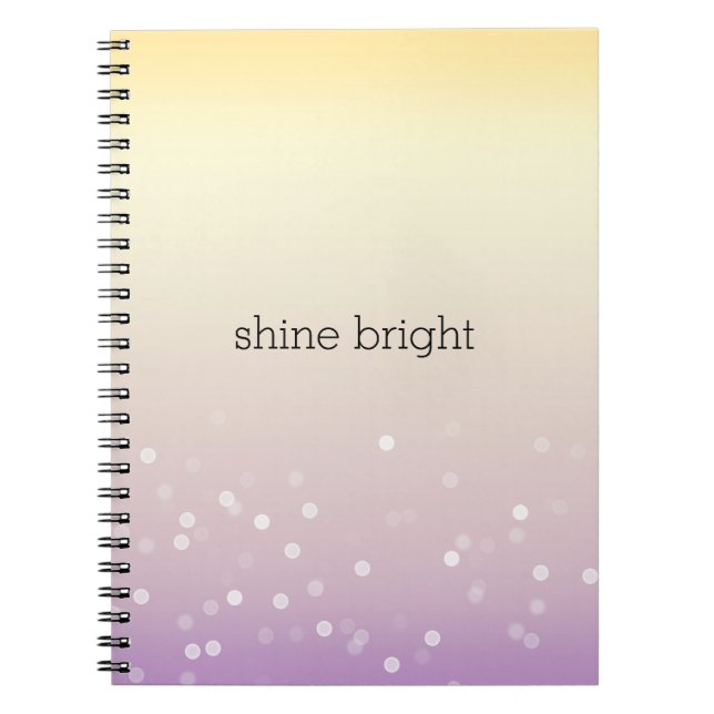 Cuaderno Puntos de confeti Bokeh Blanco Morado Amarillo (Frente)