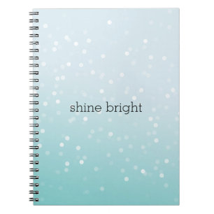 Cuaderno Puntos de confeti de Bokeh blanco Ombre Acuático