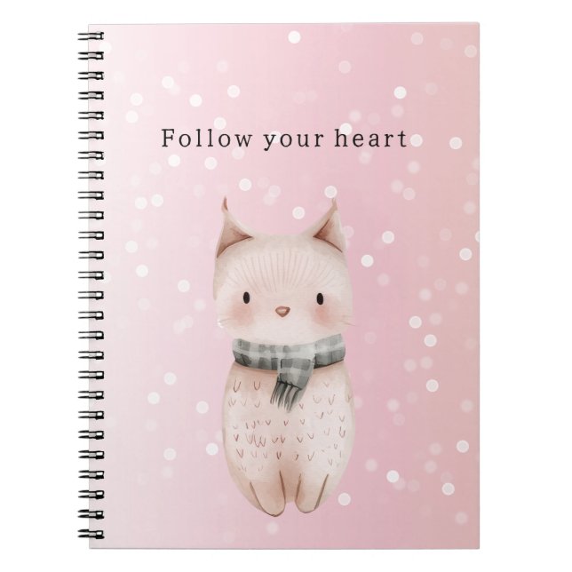 Cuaderno Puntos de Confeti de Gato Rosa Rubor   (Frente)