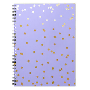 Cuaderno Puntos de confeti púrpura y dorado Glamour Moderno