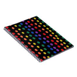 Cuaderno Puntos de golosinas arcoiris sobre negro