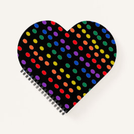 Cuaderno Puntos de golosinas arcoiris sobre negro