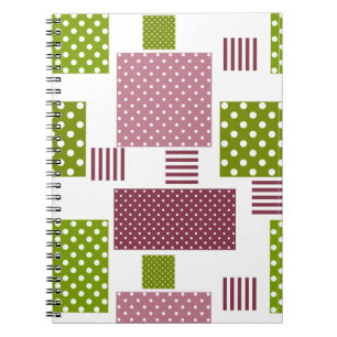 Cuaderno Puntos de lunares marrones verdes de patchwork par