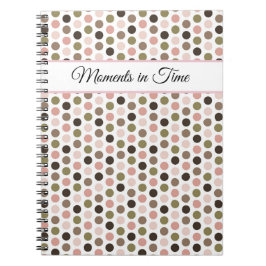 Cuaderno Puntos de lunares suaves, retro oliva, rosa y marr