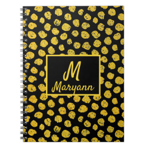 Cuaderno Puntos de oro negro nombre glamuroso y monograma