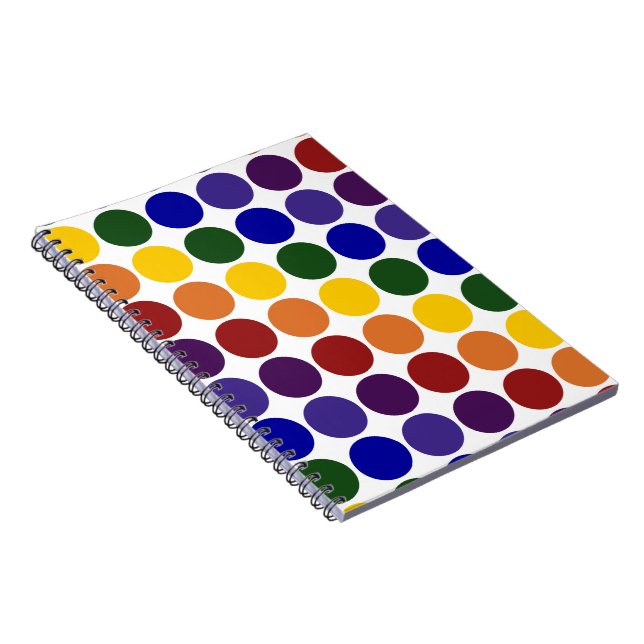 Cuaderno Puntos de polka arcoiris sobre blanco
