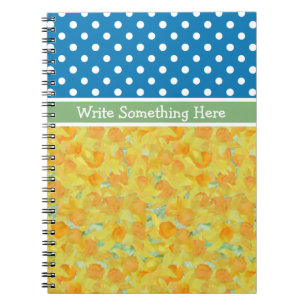 Cuaderno Puntos de Polka Azul, Blanco y Daffodils