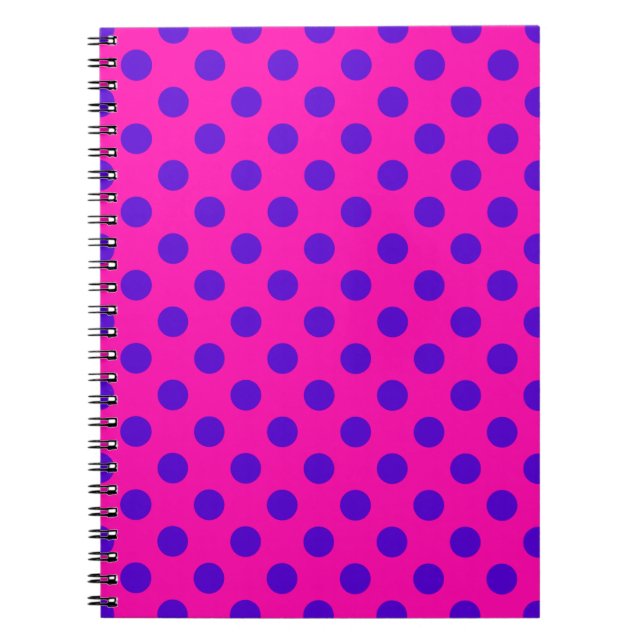 Cuaderno Puntos de polka azul en fuchsia (Frente)