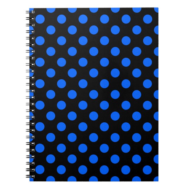 Cuaderno Puntos de polka azul y negro (Frente)
