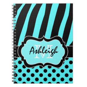 Cuaderno Puntos de Polka Black Striped Black Aqua Personali