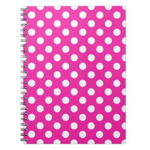 Cuaderno Puntos de polka blanco en fuchsia