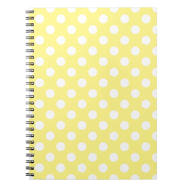Cuaderno Puntos de polka blanco sobre amarillo limón (Frente)