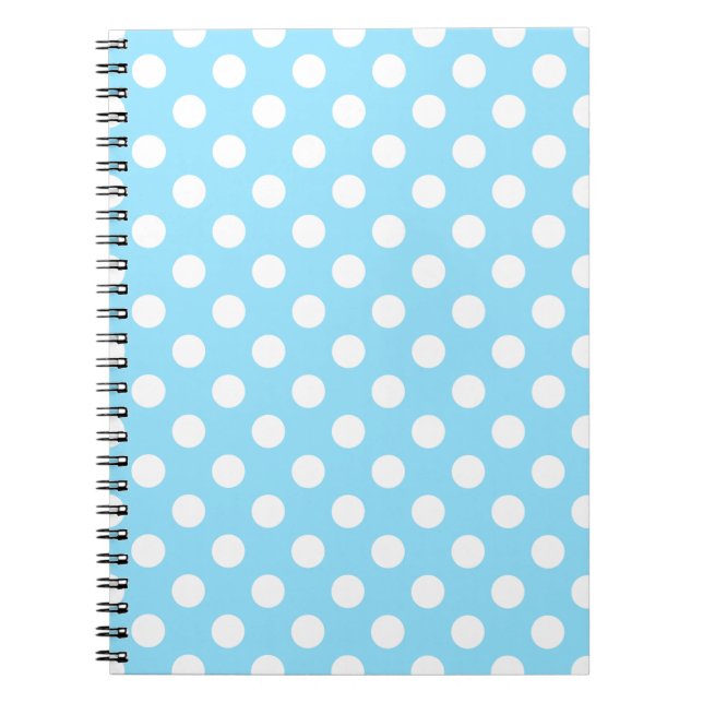Cuaderno Puntos de polka blanco sobre azul pálido (Frente)