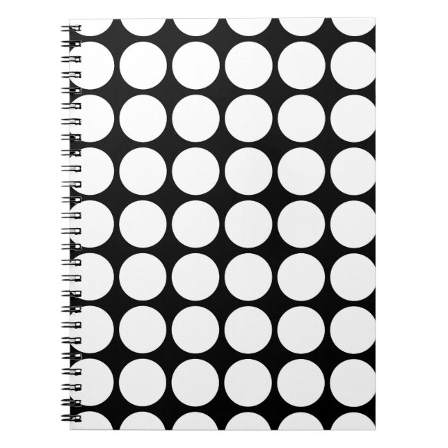 Cuaderno Puntos de Polka Blanco sobre el negro (Frente)