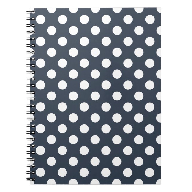 Cuaderno Puntos de polka blanco sobre gris azul (Frente)