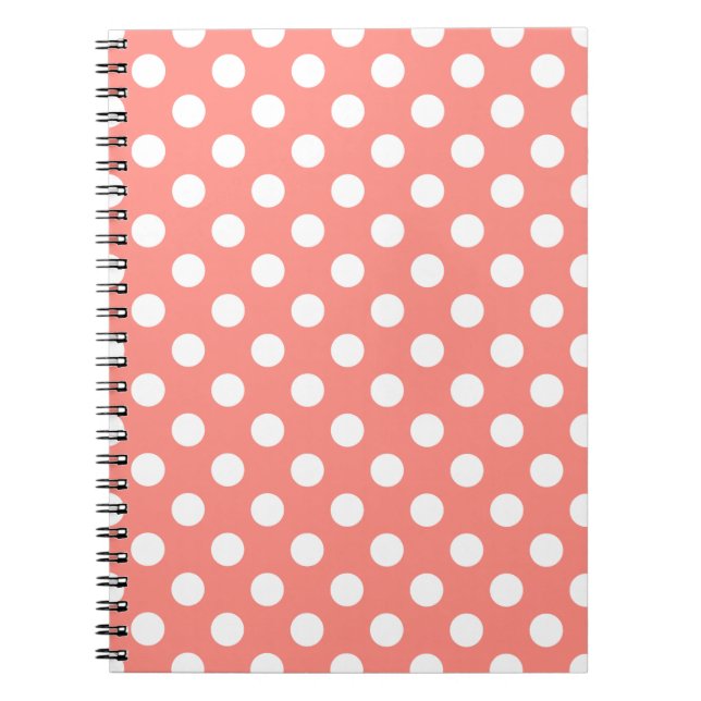Cuaderno Puntos de polka blanco sobre melocotón (Frente)