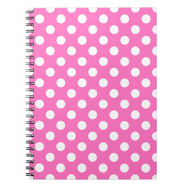 Cuaderno Puntos de polka blanco sobre rosa (Frente)