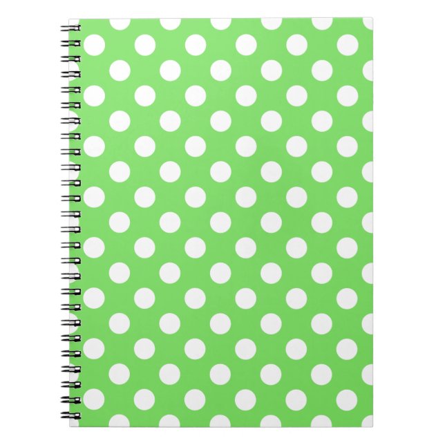 Cuaderno Puntos de polka blanco sobre verde manzana (Frente)