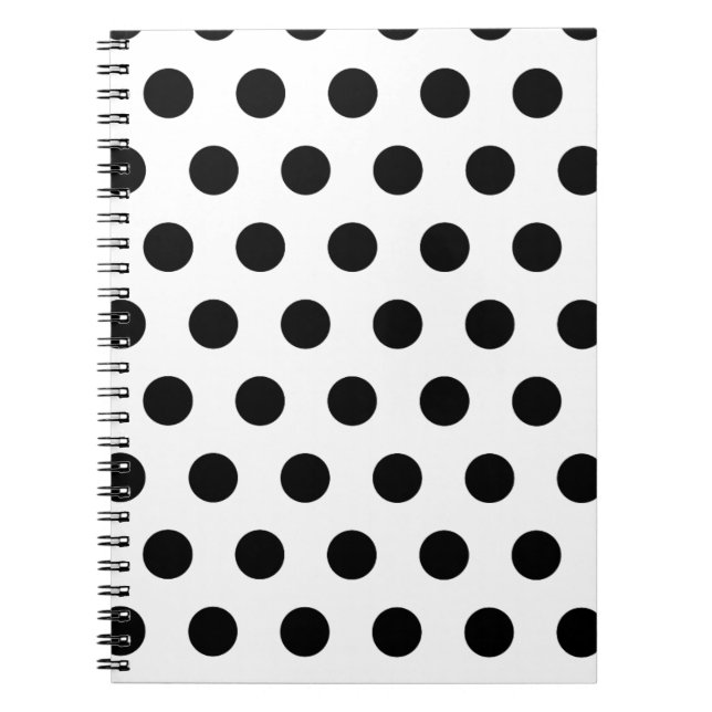 Cuaderno Puntos de polka blancos y negros personalizados (Frente)