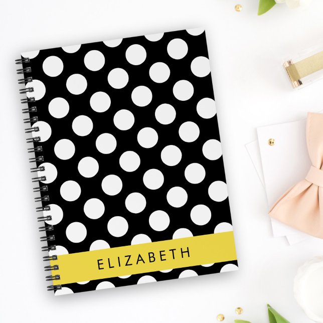 Cuaderno Puntos de Polka blancos y negros, punteados, tu no (Subido por el creador)