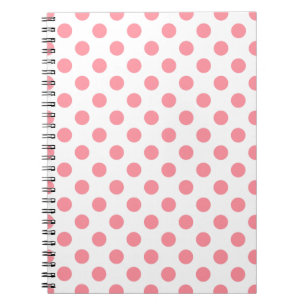 Cuaderno Puntos de polka coral y blanco