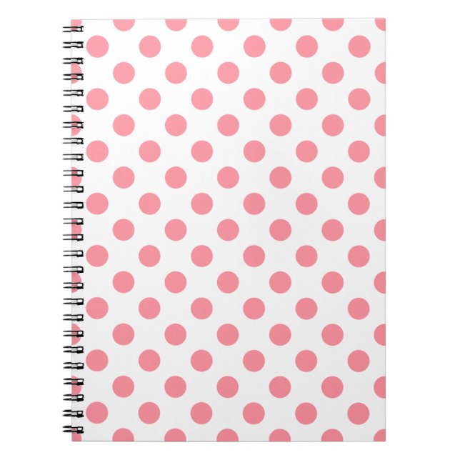 Cuaderno Puntos de polka coral y blanco (Frente)