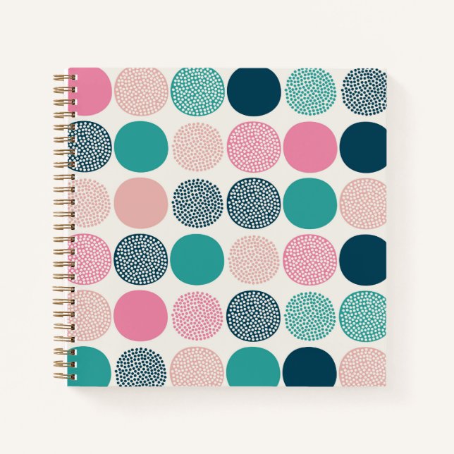 Cuaderno Puntos de polka de color bonito (Anverso)