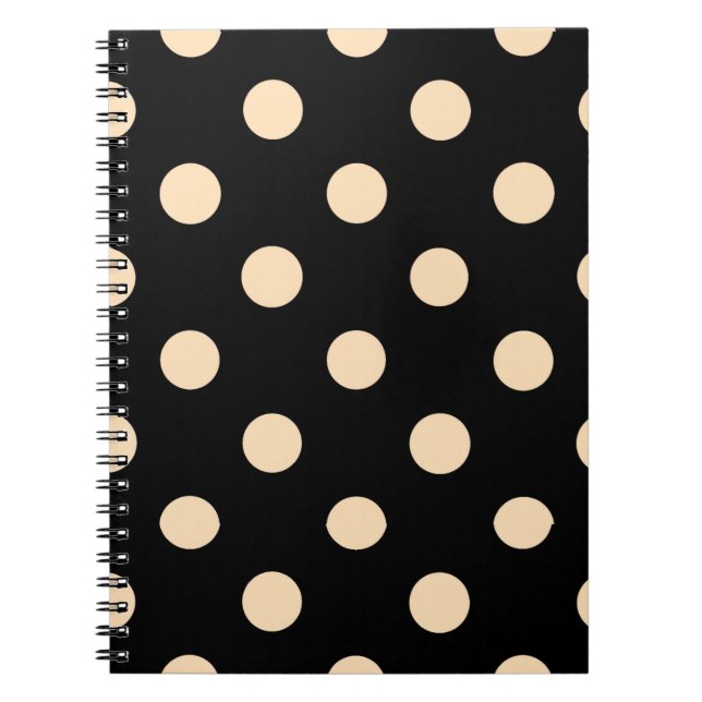 Cuaderno Puntos de Polka de Crema Negra (Frente)