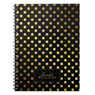 Cuaderno Puntos de Polka de Relieve metalizado dorado negro