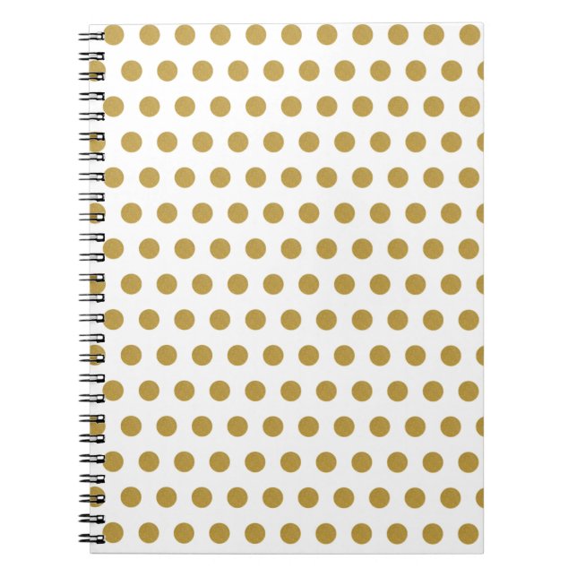 Cuaderno Puntos de polka dorados y blancos  (Frente)