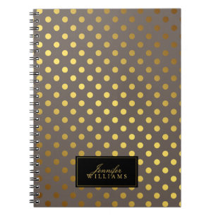 Cuaderno Puntos de Polka en Relieve metalizado dorado de Ta