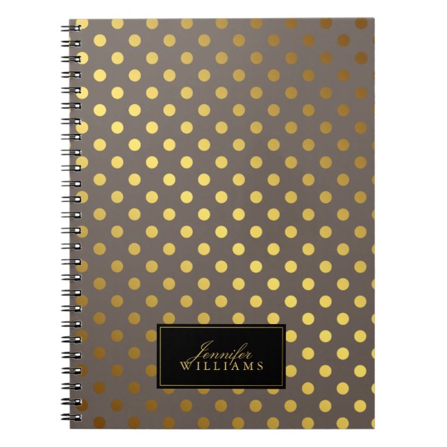 Cuaderno Puntos de Polka en Relieve metalizado dorado de Ta (Frente)