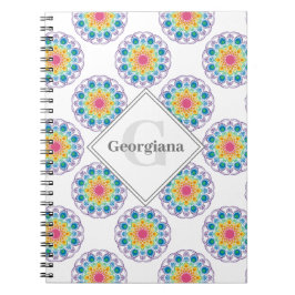 Cuaderno Puntos de Polka Floral de Arcoiris Personalizados