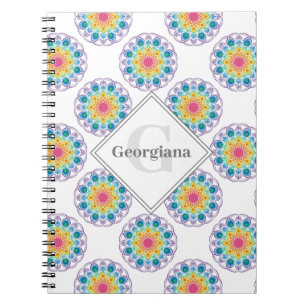 Cuaderno Puntos de Polka Floral de Arcoiris Personalizados 
