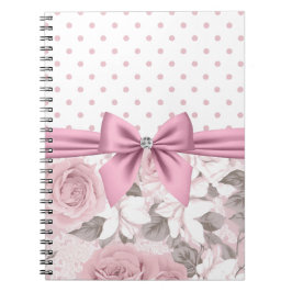 Cuaderno Puntos de Polka Floral Glam Pink Diamond Bow