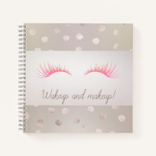 Cuaderno Puntos de Polka Girly Moderno, pestañas falsas