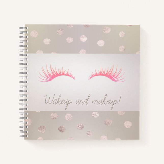 Cuaderno Puntos de Polka Girly Moderno, pestañas falsas (Anverso)