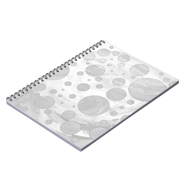 Cuaderno Puntos de Polka Gris en el cielo lluvioso (Lado Izquierdo)