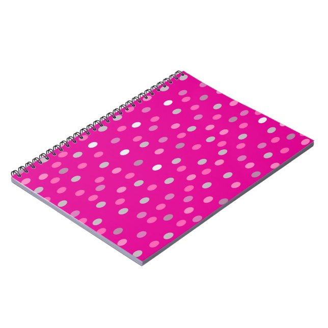 Cuaderno Puntos de polka magenta (Lado Izquierdo)