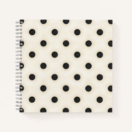 Cuaderno Puntos de Polka Negro sobre Blanco Antiguo