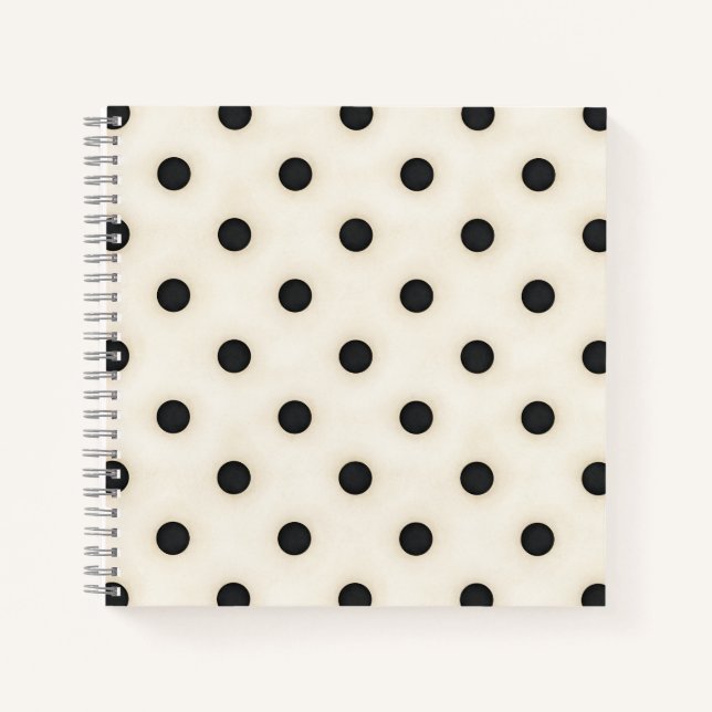 Cuaderno Puntos de Polka Negro sobre Blanco Antiguo (Anverso)