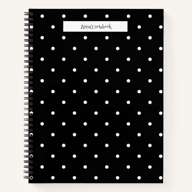 Cuaderno Puntos de polka negros y blancos (Anverso)
