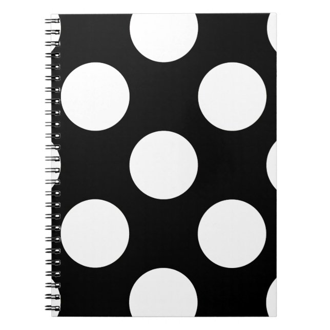 Cuaderno Puntos de polka negros y blancos, patrón de punto  (Frente)