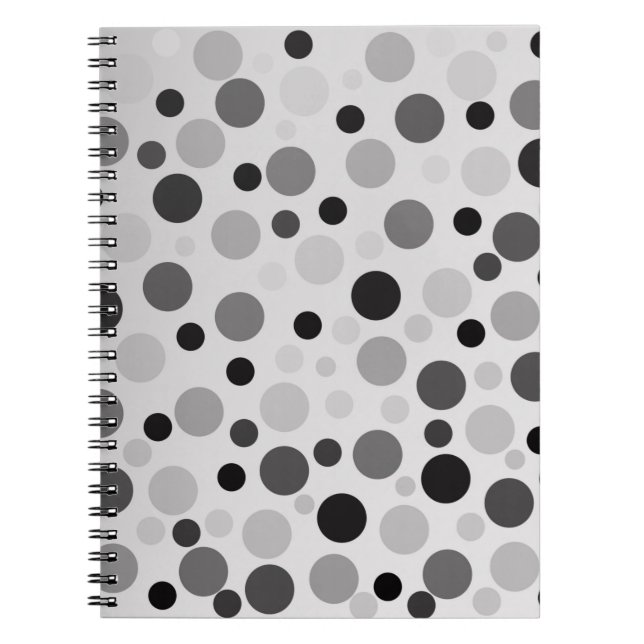 Cuaderno Puntos De Polka Negros Y Gris, (Frente)